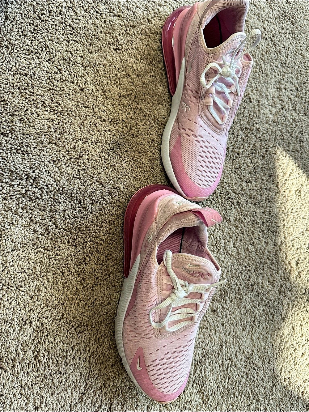 Nike Air Max 270 Summit White Pink Spell Pink & White Athletic Shoes